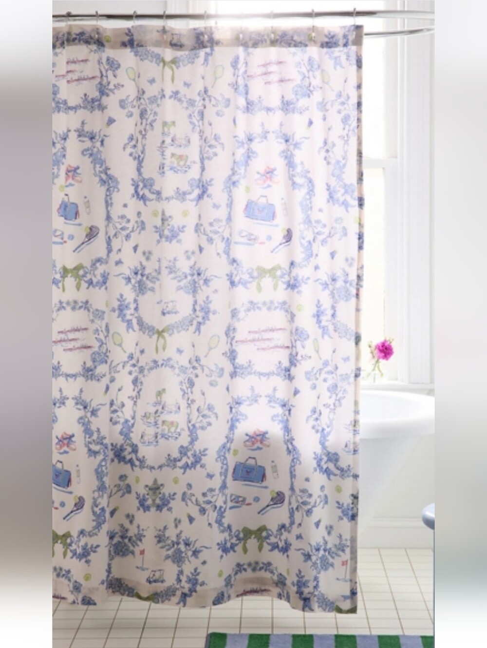 Urban Outfitters - NEW Preppy Toile Pattern Floral 72x72 Shower Curtain